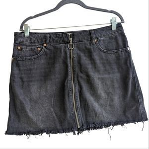 We the Free Black Washed Raw Hem Zipper Mini Skirt